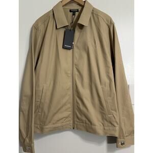 NEW True Religion Contrast SNL Twill Bomber Jacket Size L Travertine Tan $179